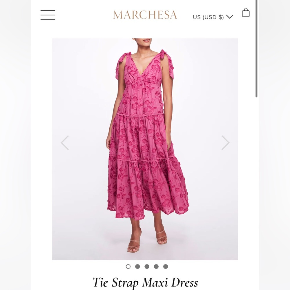 NWT Marchesa Tie Strap Maxi Dress size 4